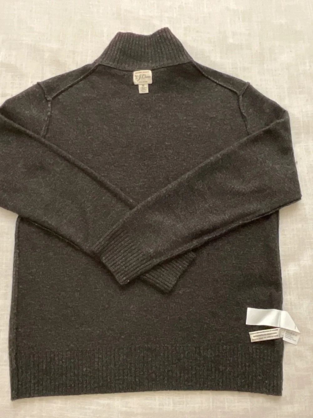 Rugged Merino Wool J.Crew Half-Zip Mockneck Black/Grey Men’s Sweater Size M NWOT